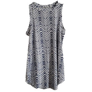 Athleta Breezy Blue & White Chevron Print Tank Top Size XXS